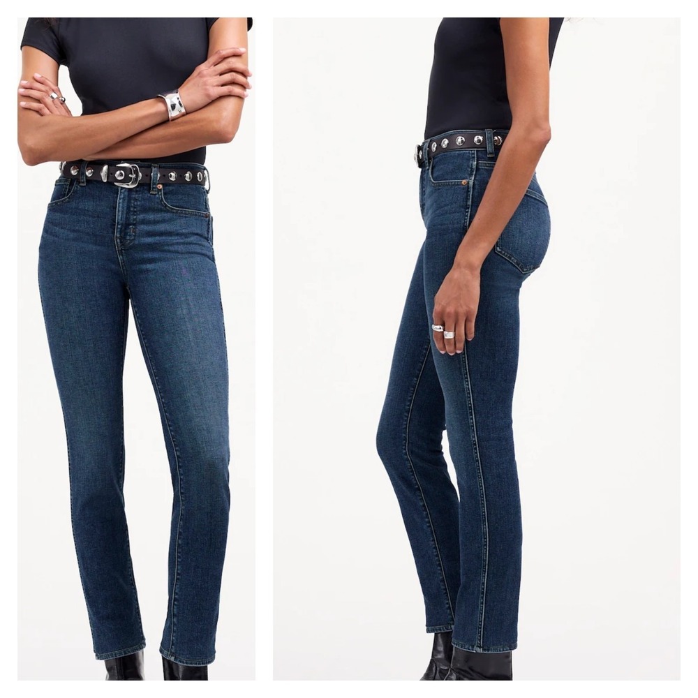 Madewell Stovepipe Jeans Womens 29 Blue Denim Dark Wash Stretch 5-Pocket Zip Fly
